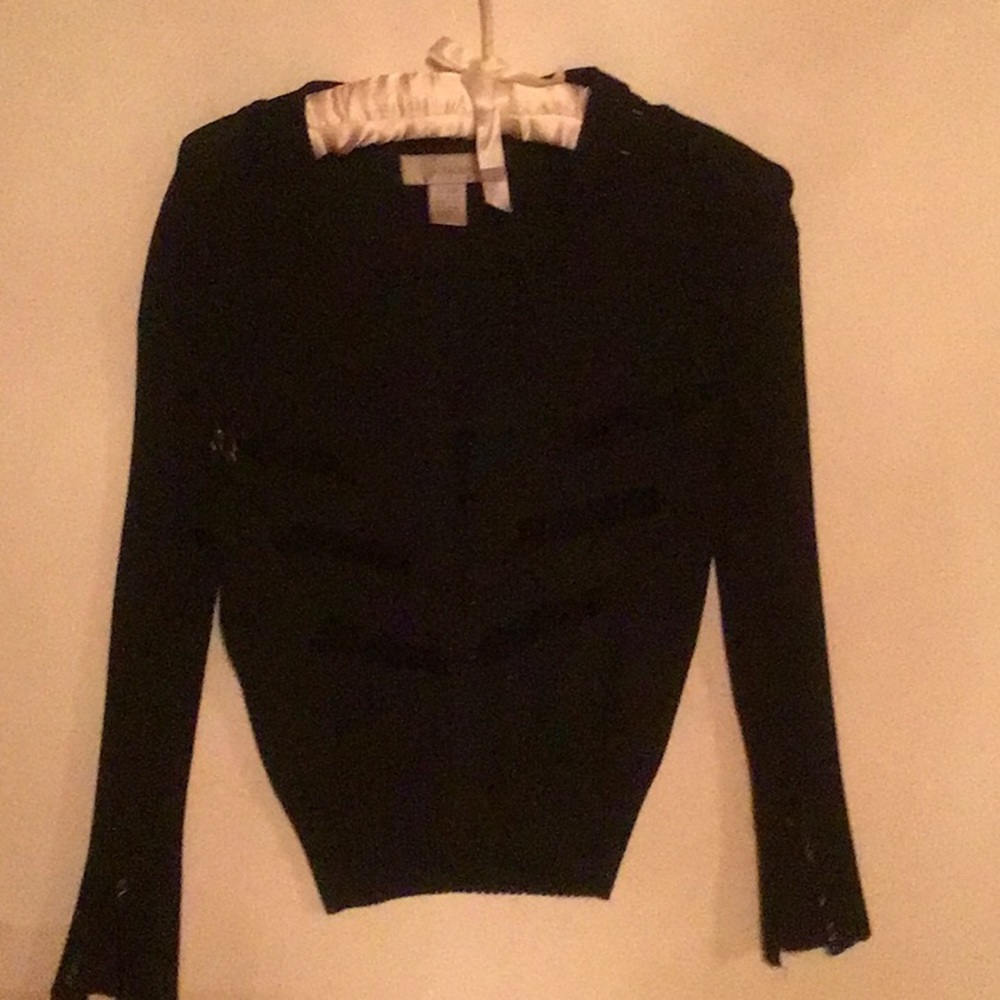 Black split-sleeve cardigan